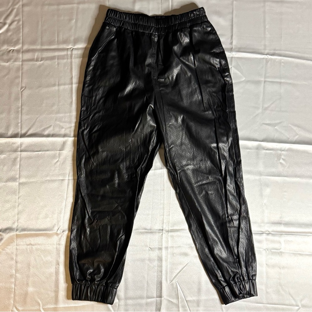 Zara Faux Leather Black Joggers SZ Large